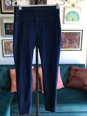 HALARA size M Flex Denim High Waisted Pocket Blue Casual 7/8 Leggings